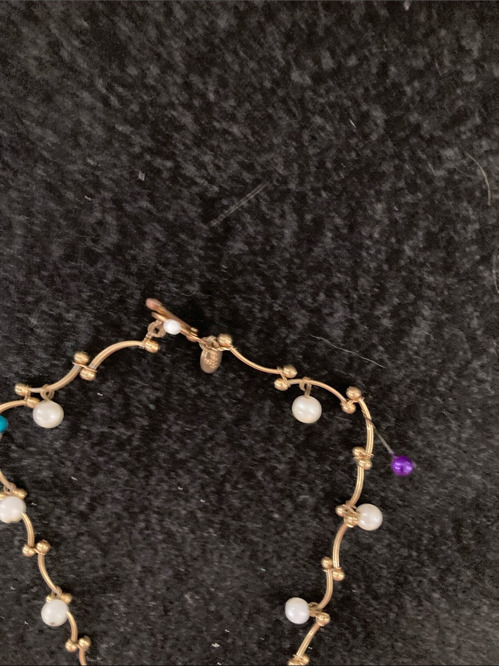 Gold-Tone Pearl Bead Necklace with Accent Stones - Picture 3 of 4